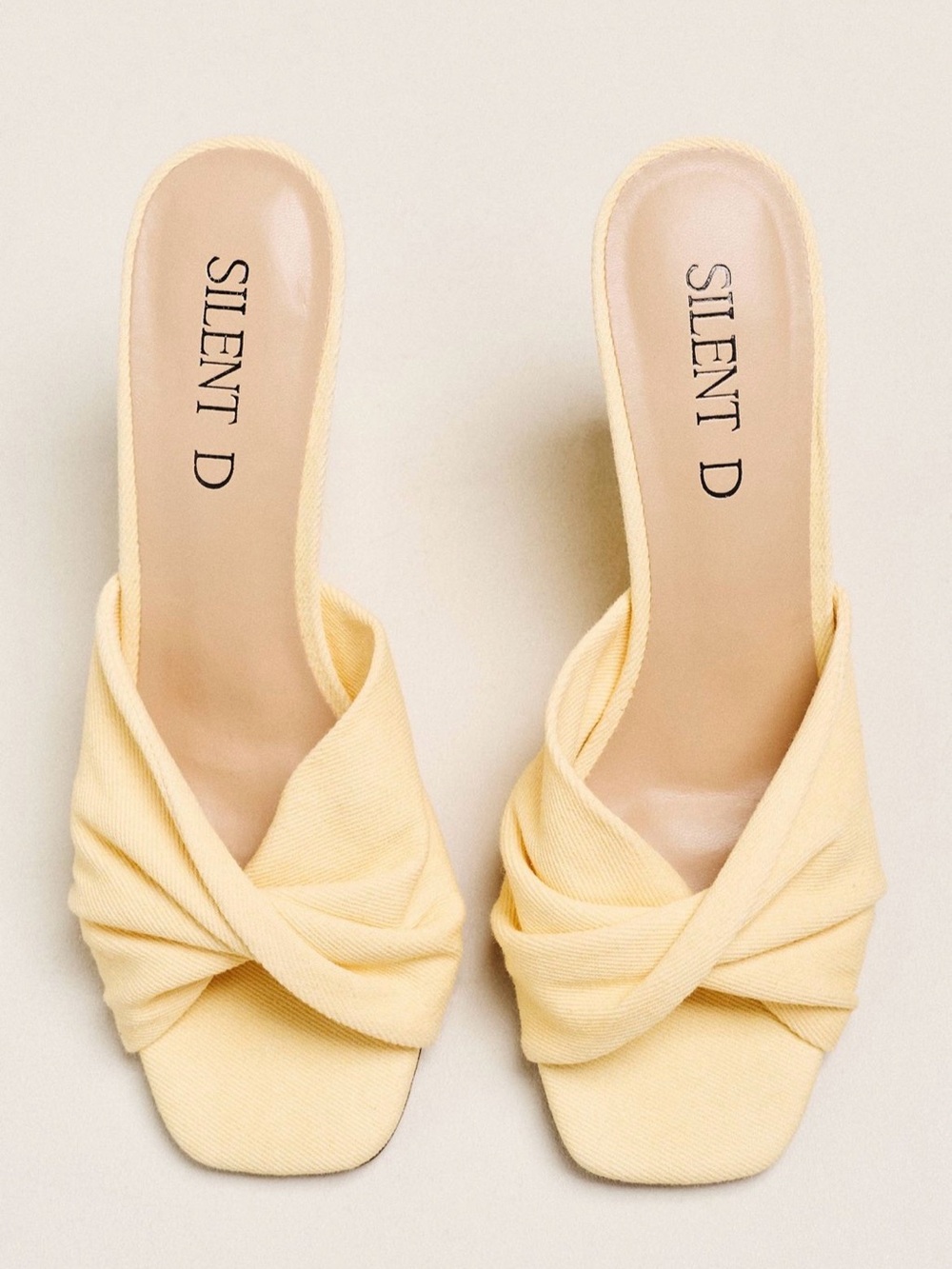 Silent D Women's Katia Wedges, Twist-Front Mules in Yellow, NIB, Size 9 (EU 40)